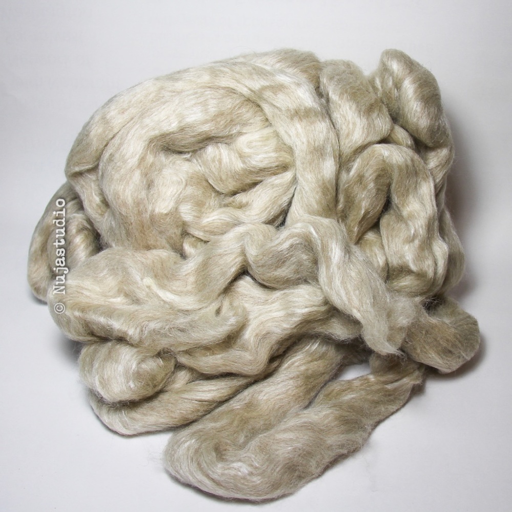BFL Tussah Silk Blend Wool Top Roving 4 oz